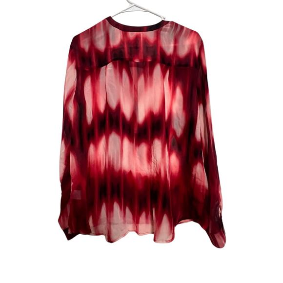 Kim Rogers Long Sleeve Blouse Womens Size XL Red Pink Ombre Tie Dye Pattern - Picture 4 of 4